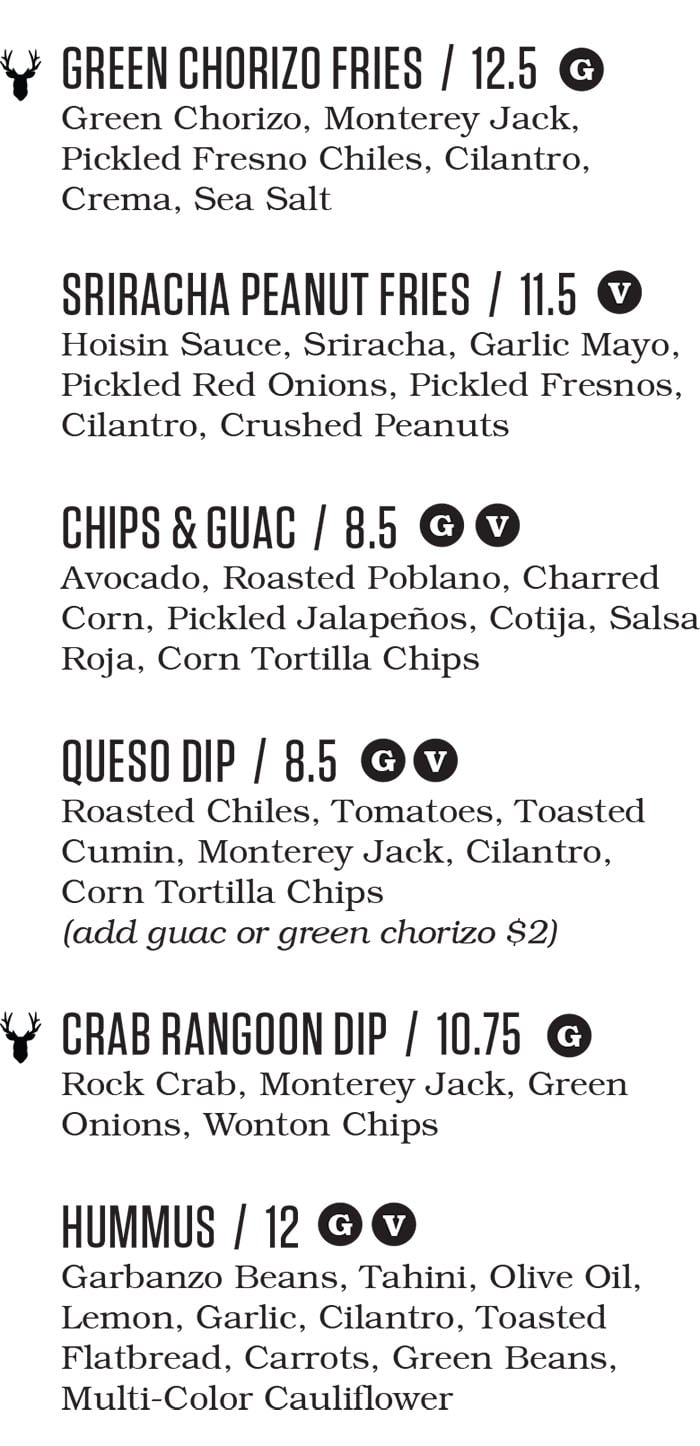Punch Bowl Social Salt Lake City menu - shareables