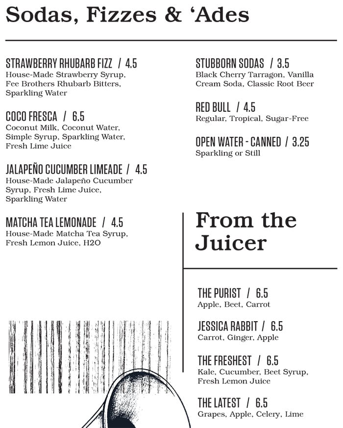 Punch Bowl Social Salt Lake City menu - soda, fizzes, ades, juices