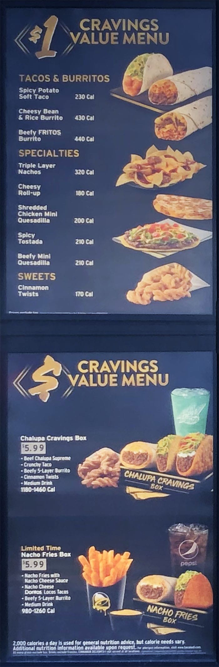 Taco Bell menu - cravings menu