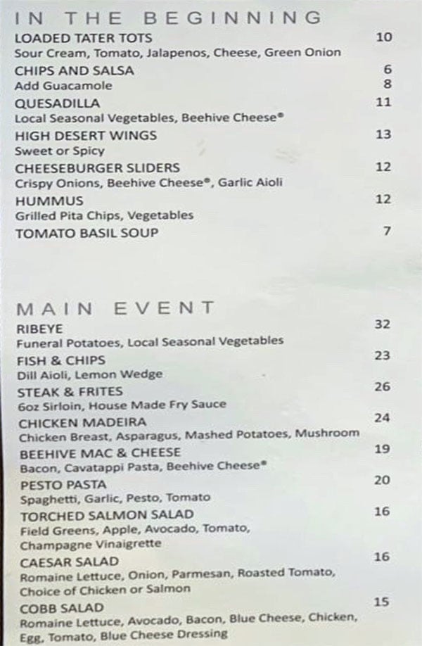 5th Street Grill menu - appetizers, entrees