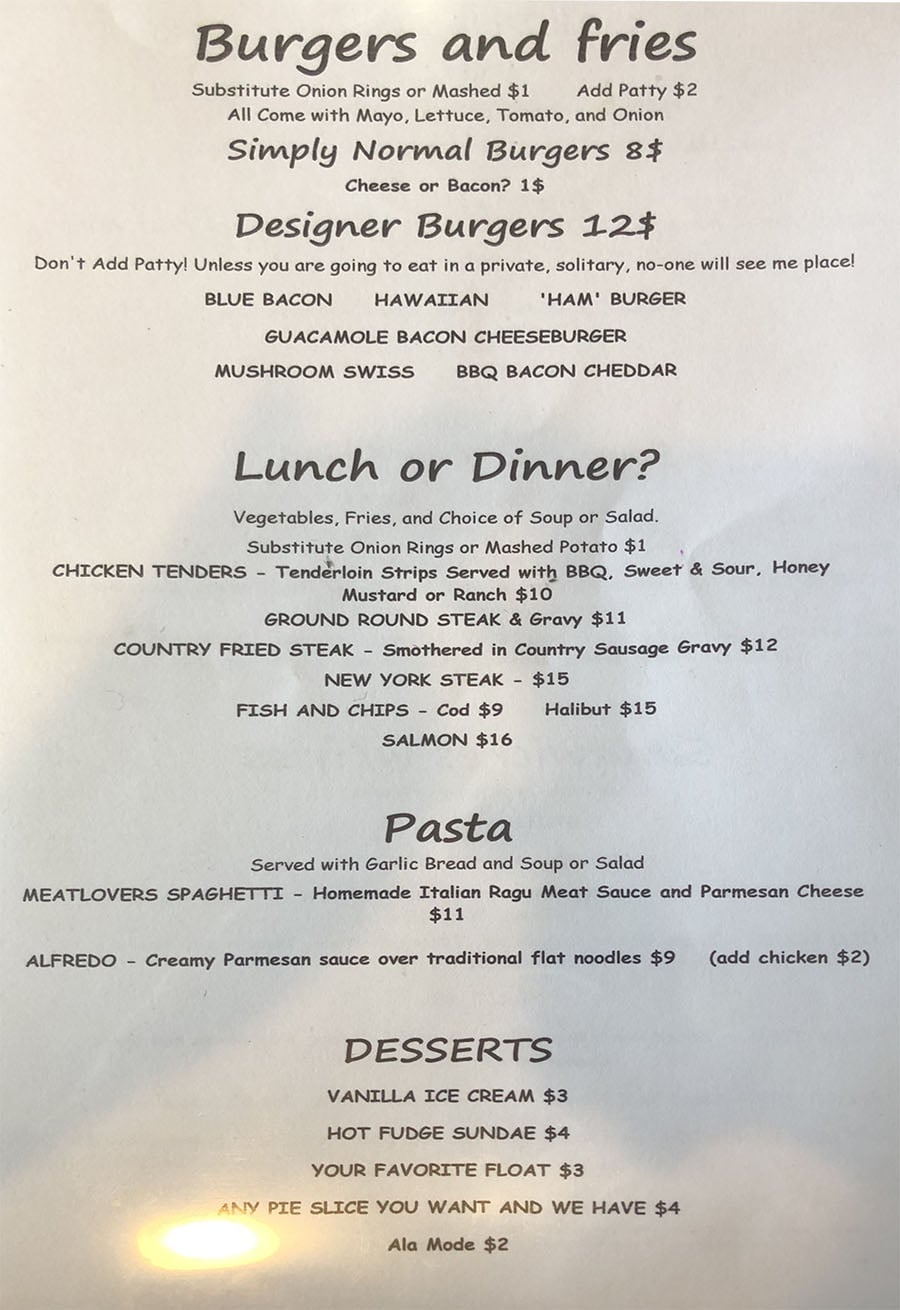 Amber Restaurant menu - burgers, lunch, dinner, pasta, desserts