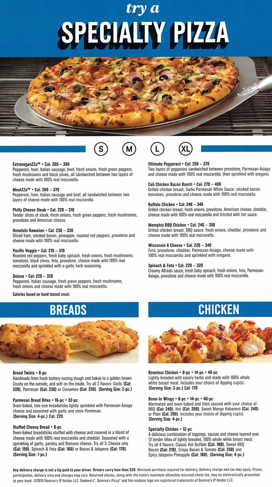 Dominos Printable Menu