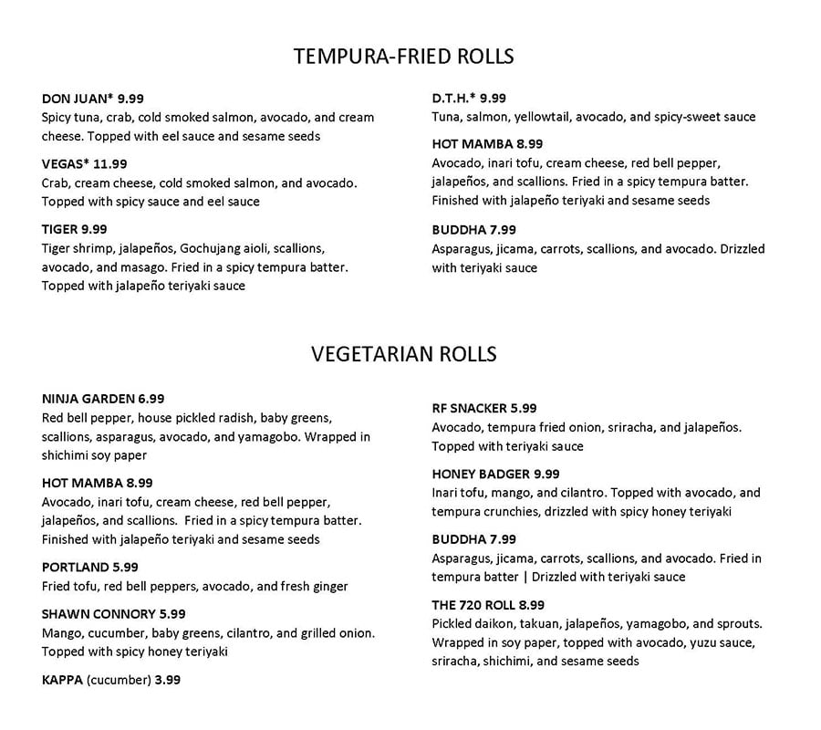 Tsunami curbside menu - page three