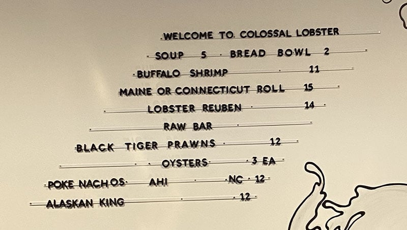 HallPass menu - Colossal Lobster