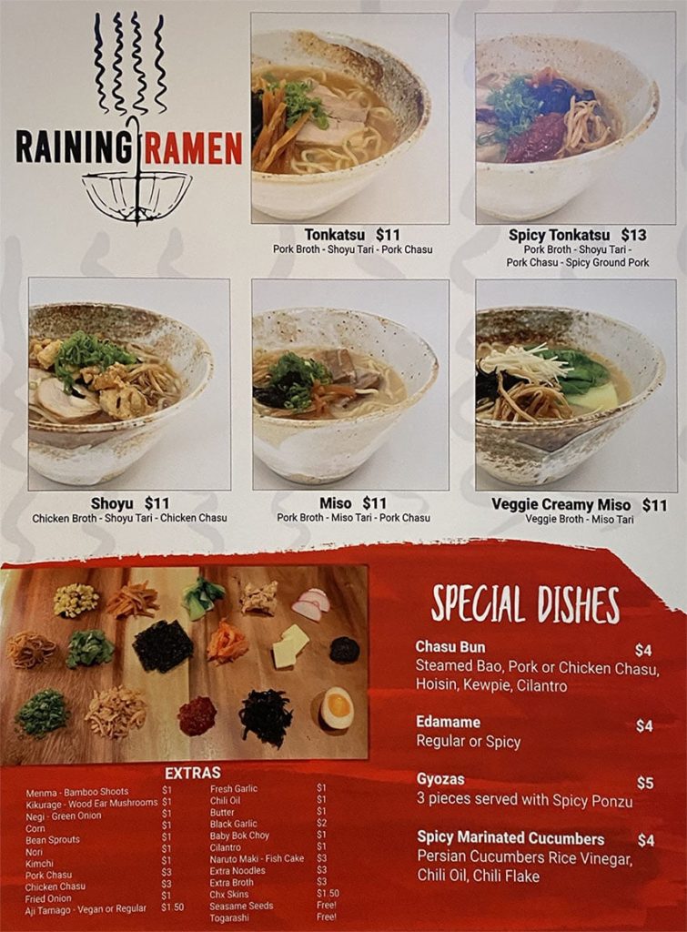 HallPass menu - Raining Ramen