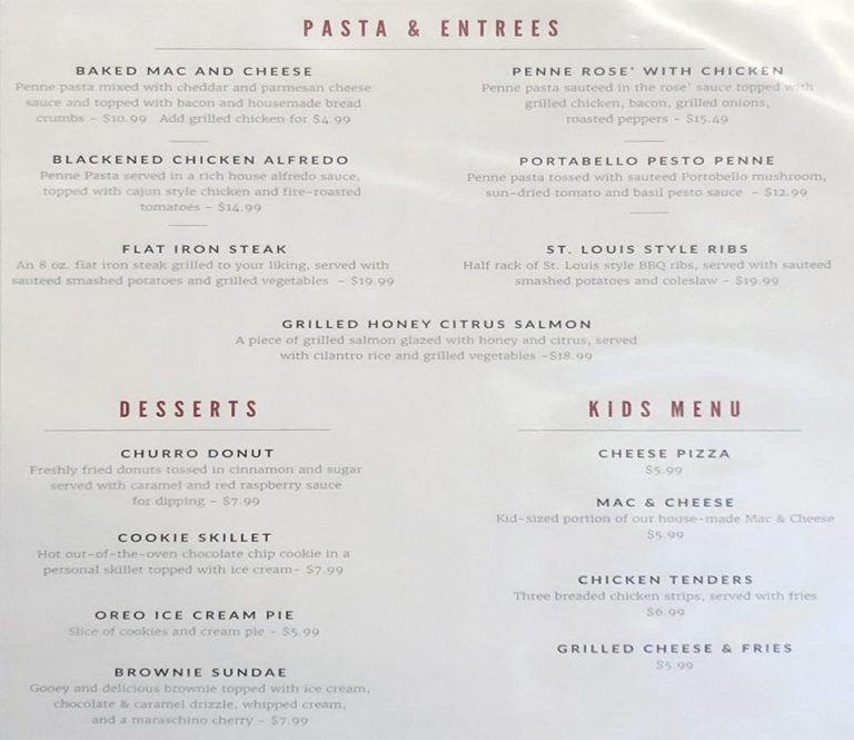 Pins And Ales menu SLC menu