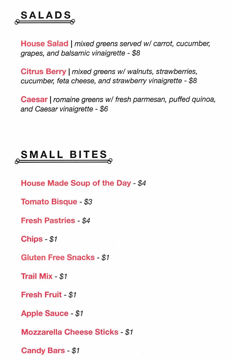 Salt Bistro menu - salads, small bites