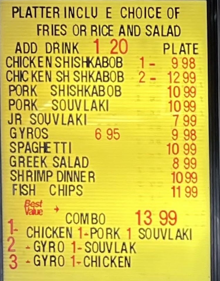 Tickles Restaurant menu - platters