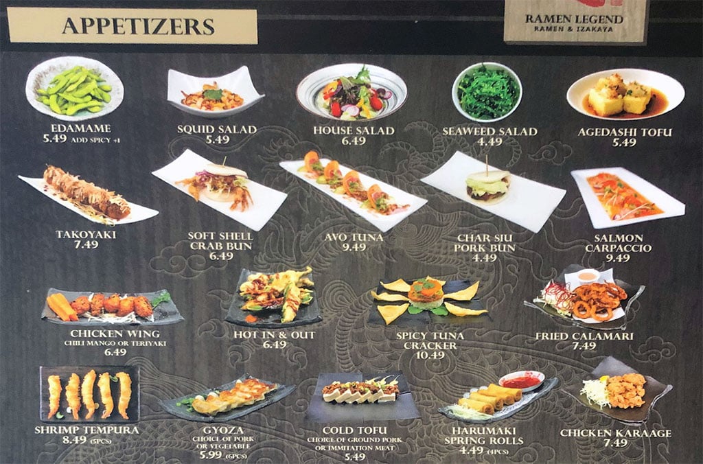 Ramen Legend menu - appetizers