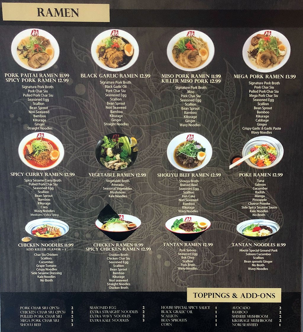 Ramen Legend menu - ramen