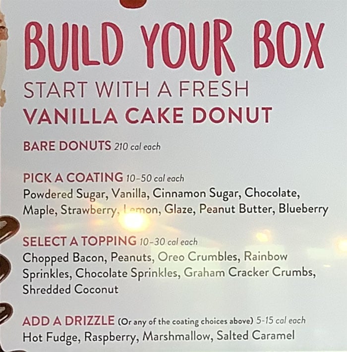 Duck Donuts menu - build your box