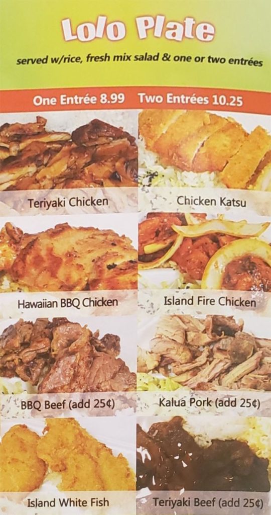 Lolo Hawaiian BBQ menu - lolo plate