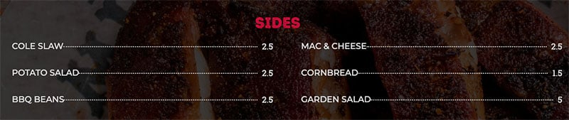 Real Famous BBQ menu - sides