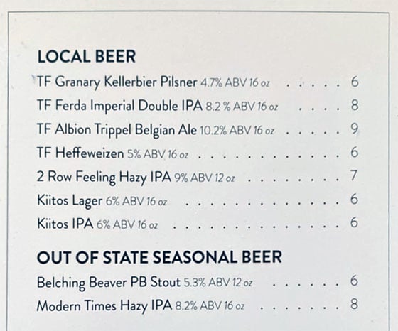 Root'd Cafe menu - more beer