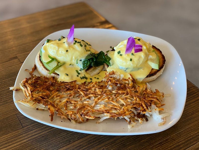 Root'd Cafe menu - spinach and avocado benedict