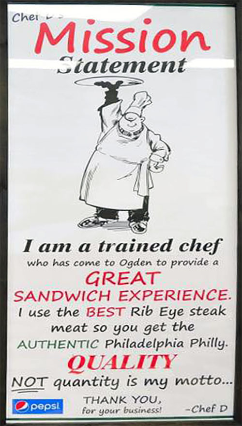 Chef D's Philly's menu - mission statement