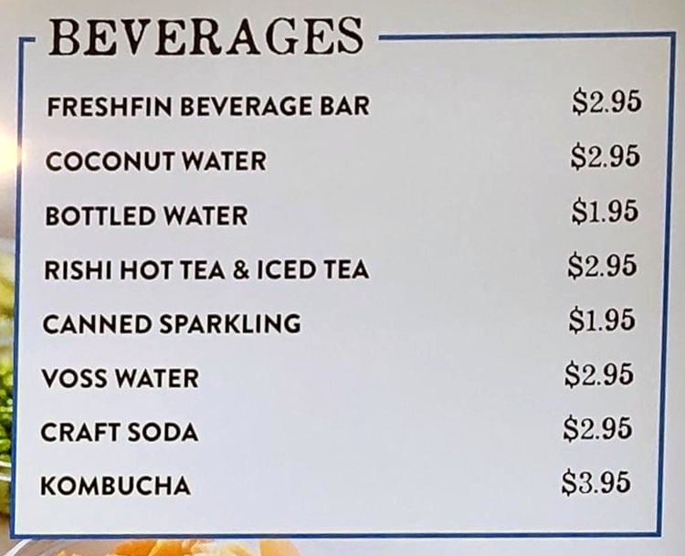 Fresh Fin Poke menu - beverages