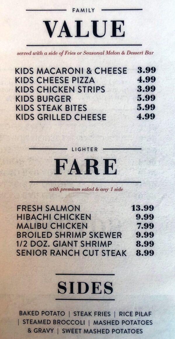 Sizzler menu with prices SLC menu