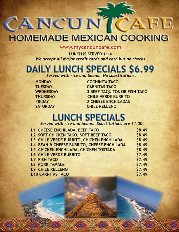 Cancun Cafe menu - lunch specials
