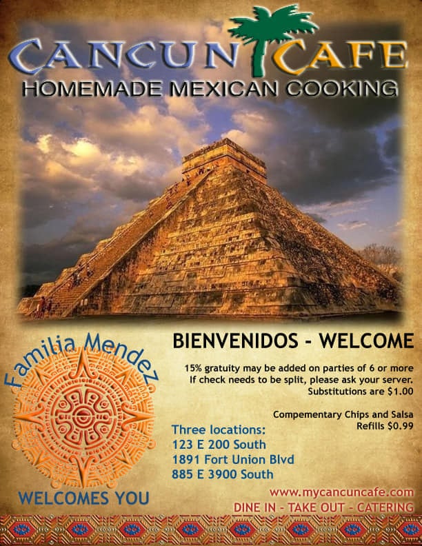 Cancun Cafe menu - menu cover