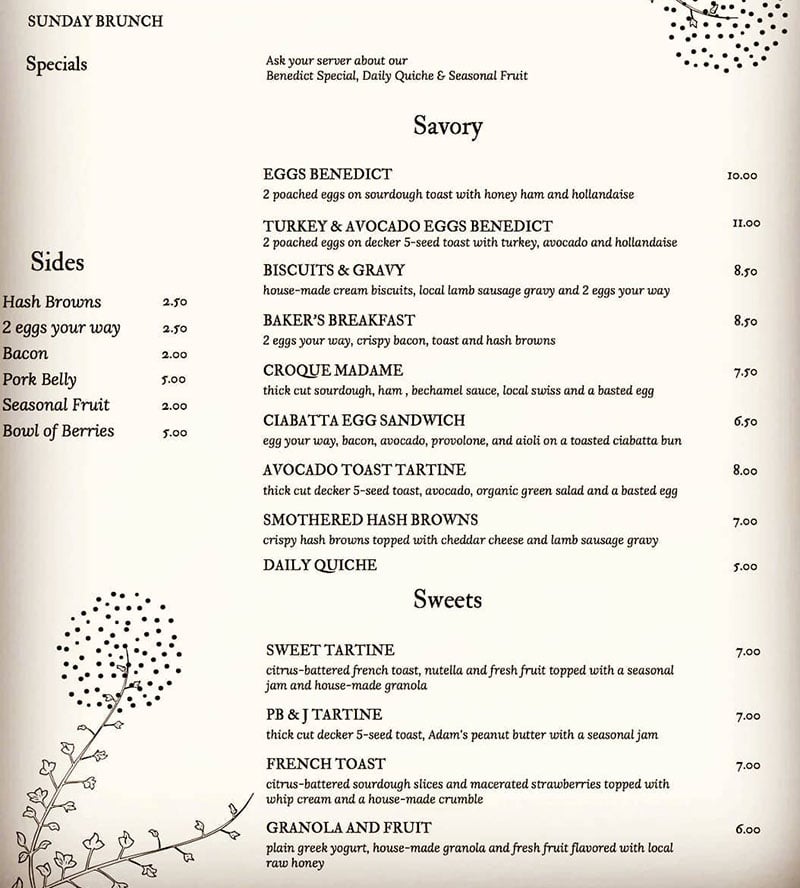 Crumb Brothers Bakery menu - brunch