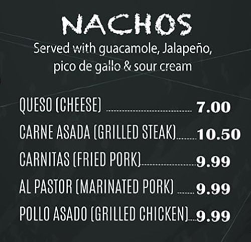 El Paisa Grill menu - nachos