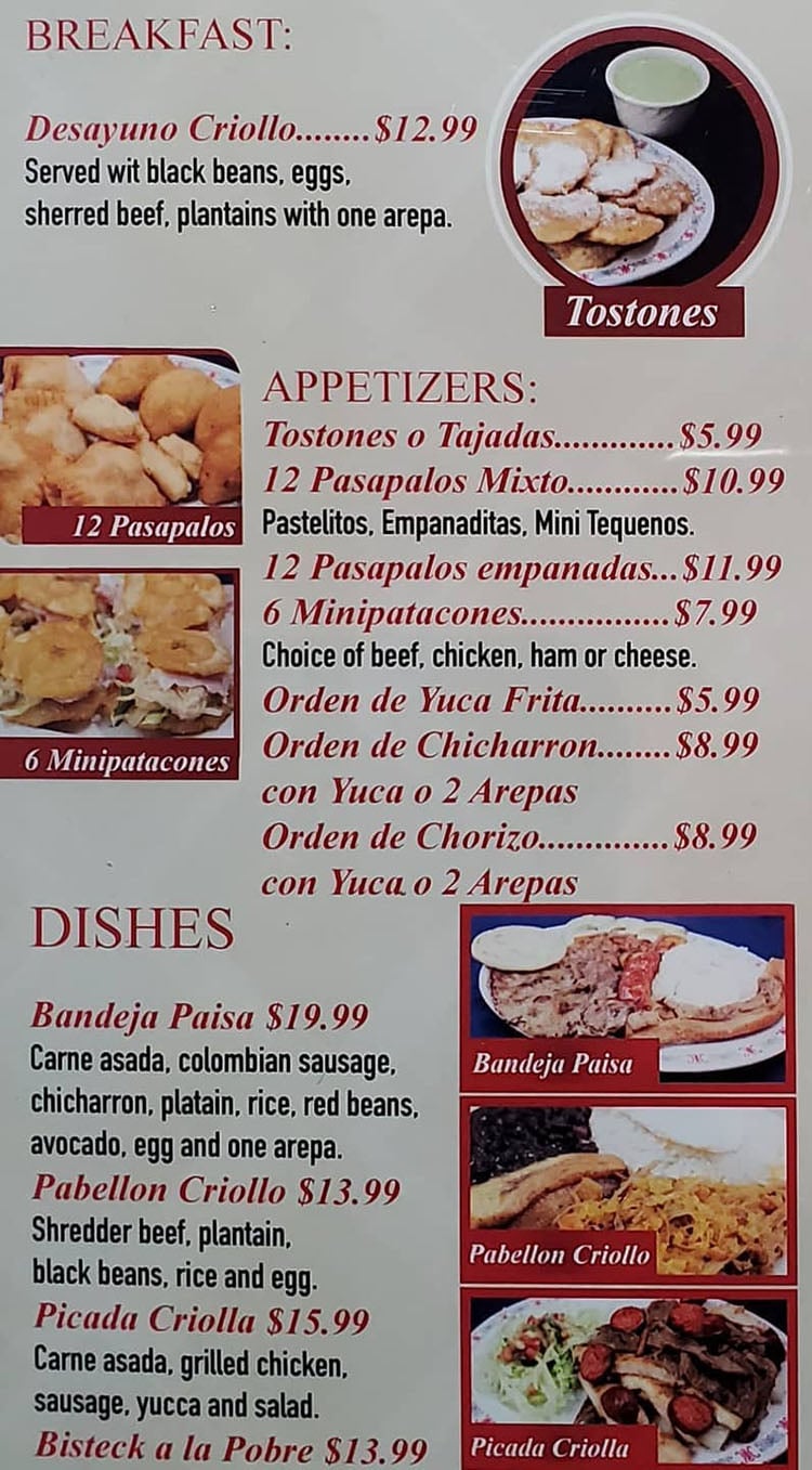 Sabor Latino menu - breakfast