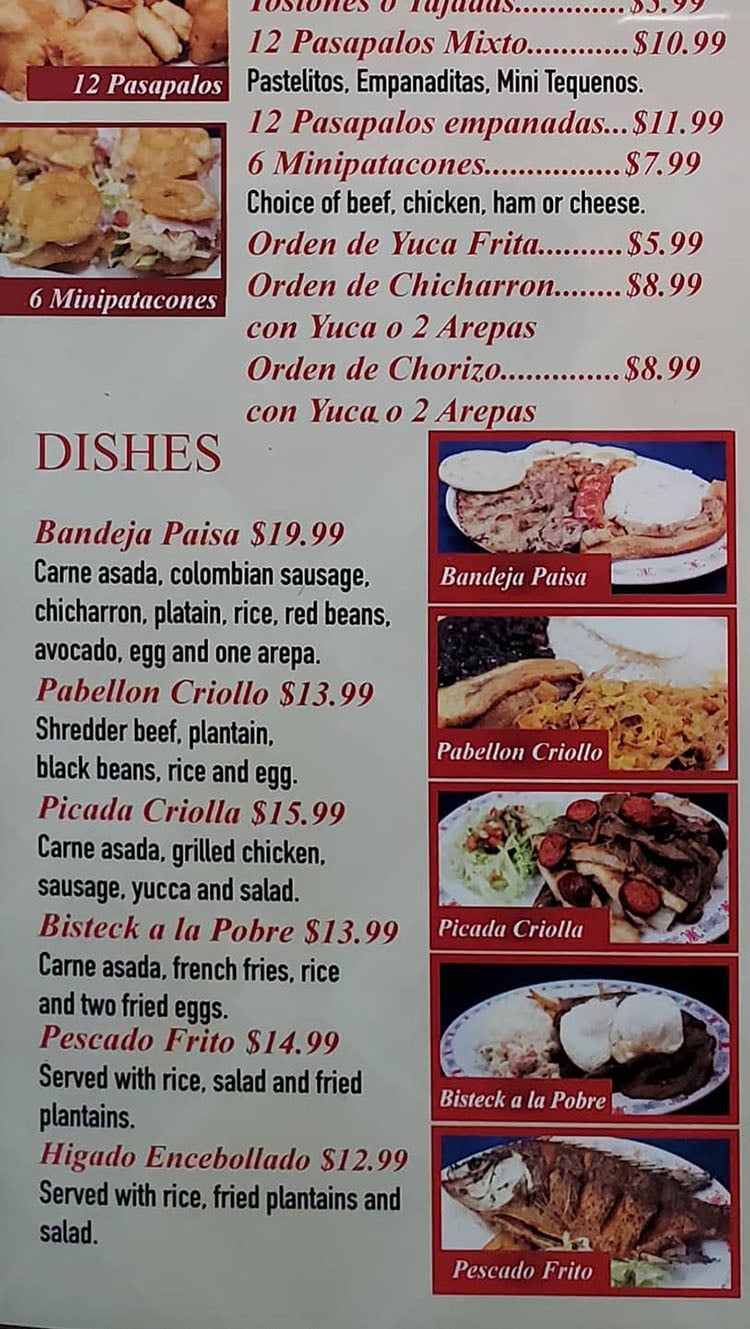 Sabor Latino menu - empanadas, brekfast continued