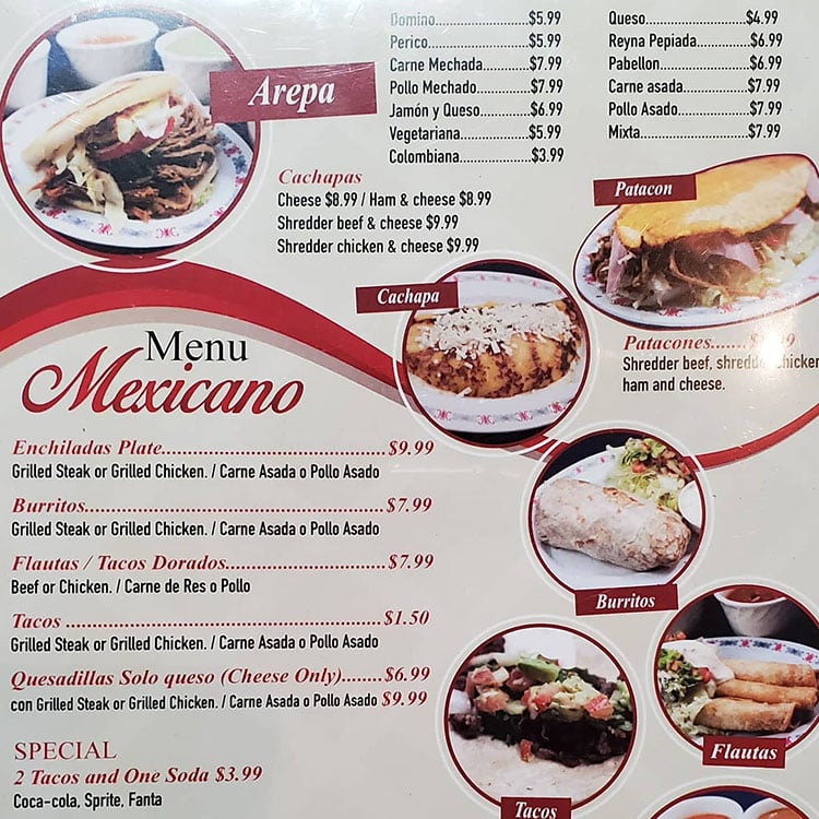 Sabor Latino menu - menu mexicano