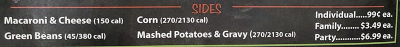 Smith's Utah deli menu - sides