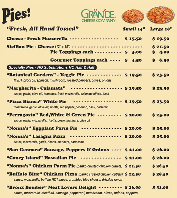 Villaggio Pizzeria menu - pies