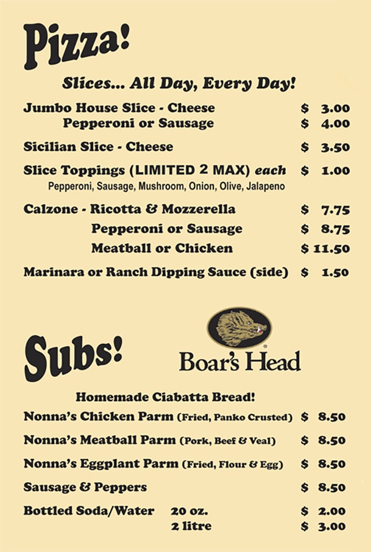 Villaggio Pizzeria menu - pizza, subs