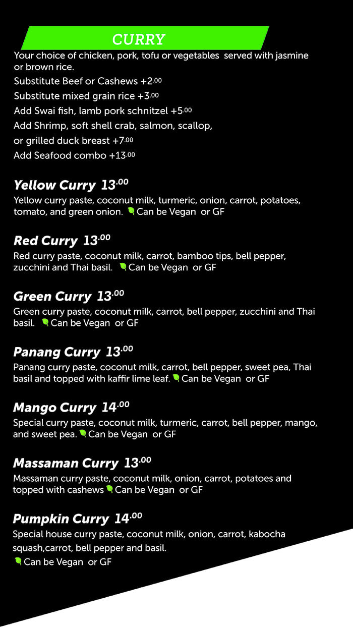 FAV Bistro menu - curry