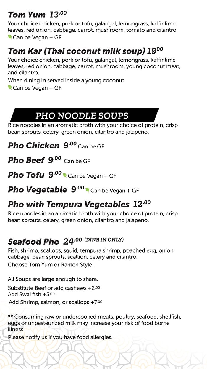 FAV Bistro menu - soup, pho