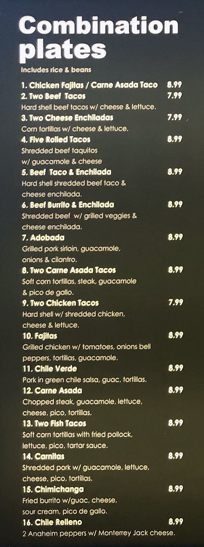 Alberto's menu – SLC menu