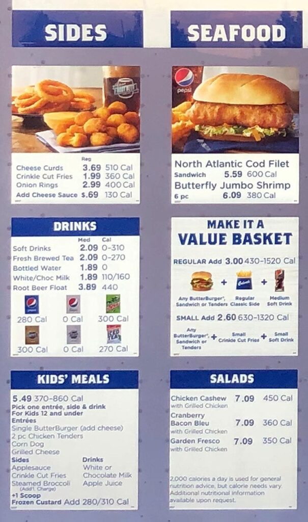 Printable Culver's Menu Printable World Holiday