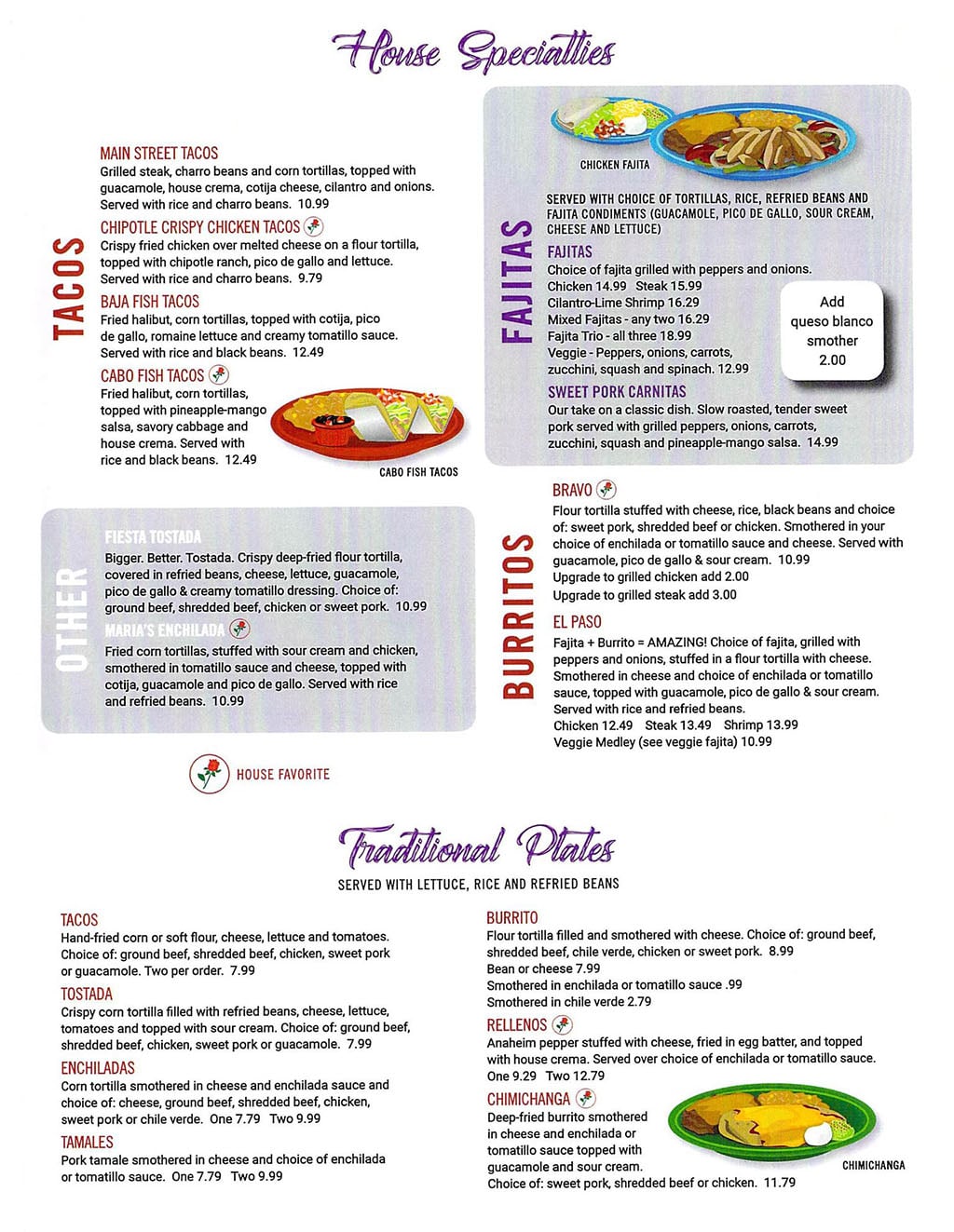 El Matador menu - house specialties, traditional plates