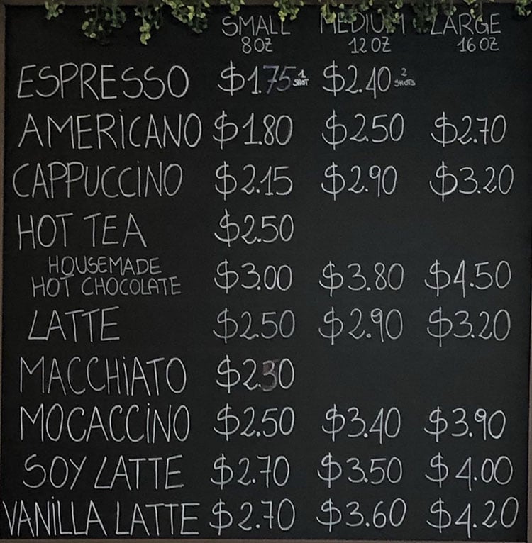 Sapori Italian Bakery And Cafe menu - coffee