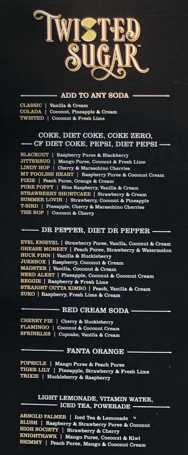Twisted Sugar menu SLC menu