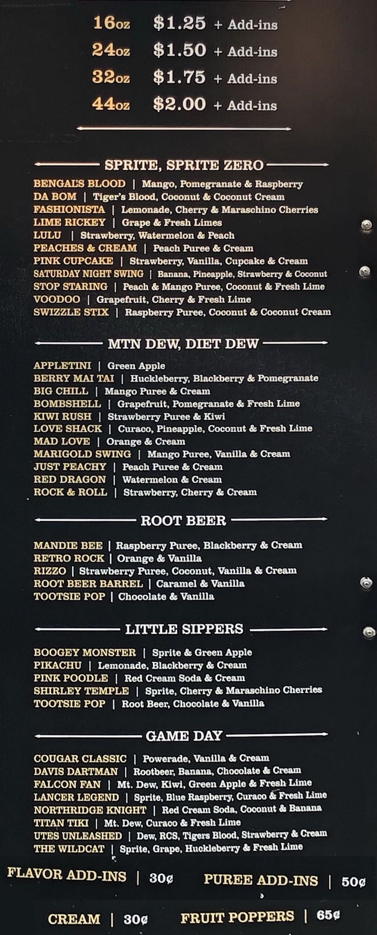 Twisted Sugar menu - page two