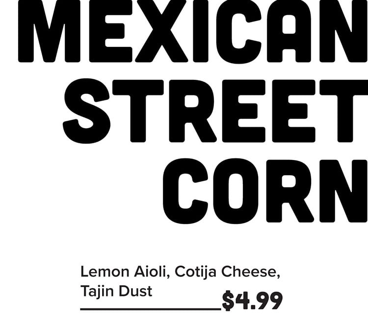 Sobe Eats menu - Mexican street corn