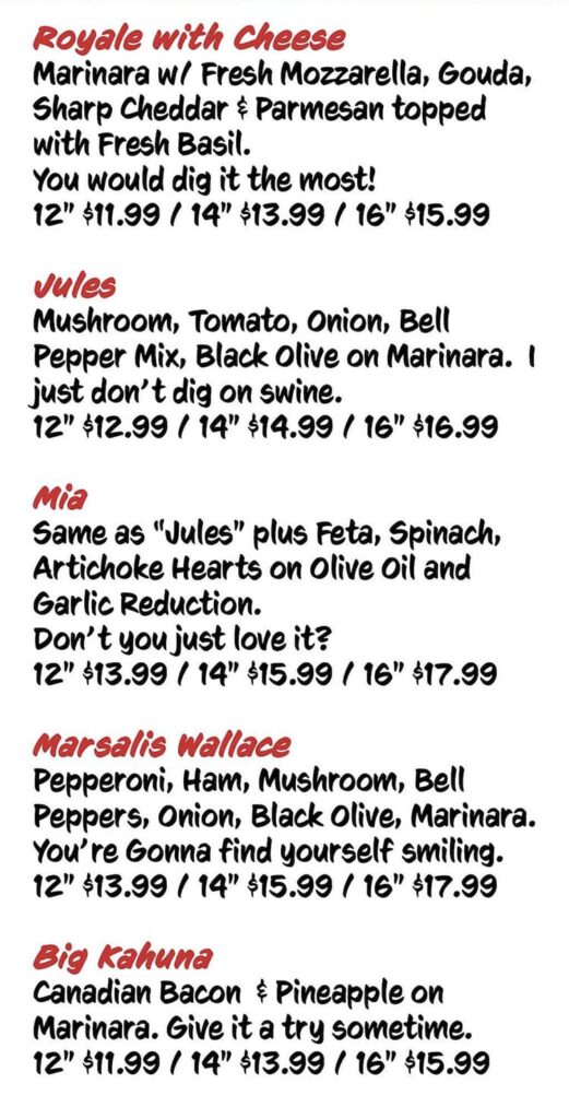Victor's Pizza menu - specialty pies