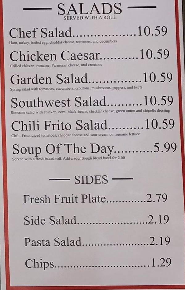 Rise at Gardner Village menu - salads, sides
