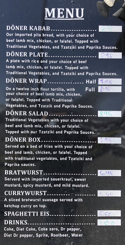 Rimmels Food Truck menu