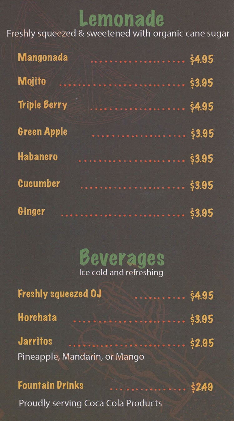 Del Barrio Cafe menu - beverages