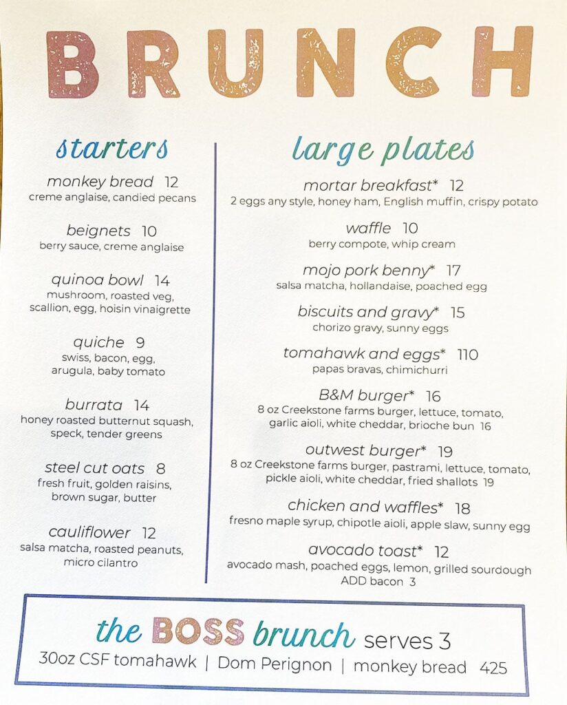 Brick & Mortar menu - brunch