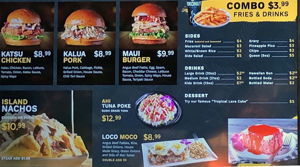 Kokonut Island Grill menu - page one