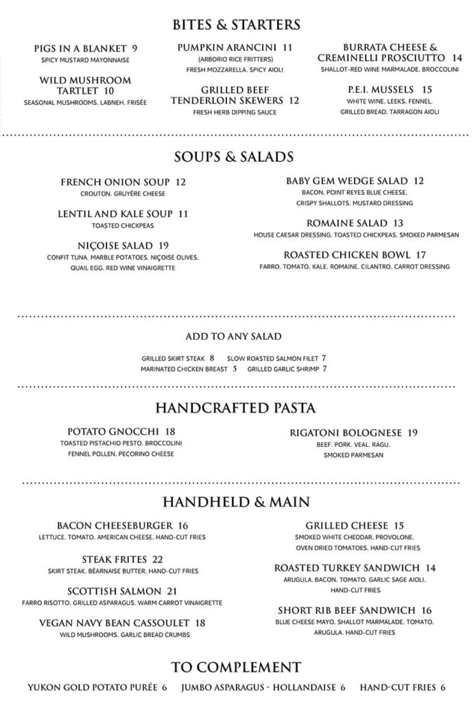 Laurel Bar and Brasserie menu - lunch