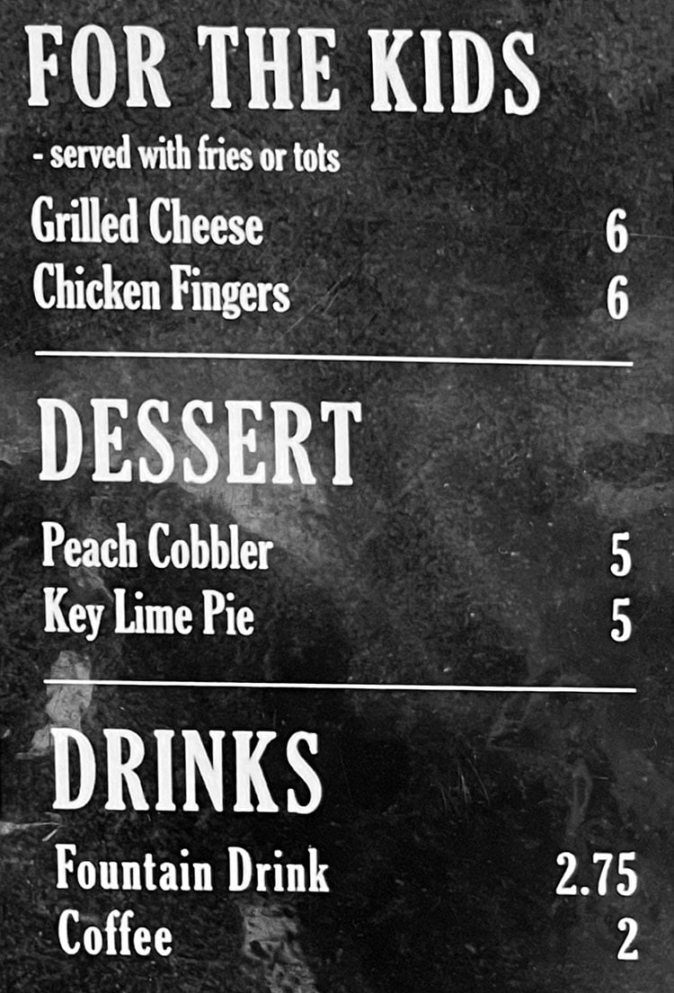 Lush's Tennessee BBQ menu - kids, dessert, drinks