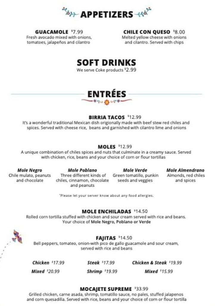 Katrina’s Mexican Restaurant & Cantina menu - appetizers, drinks, entrees